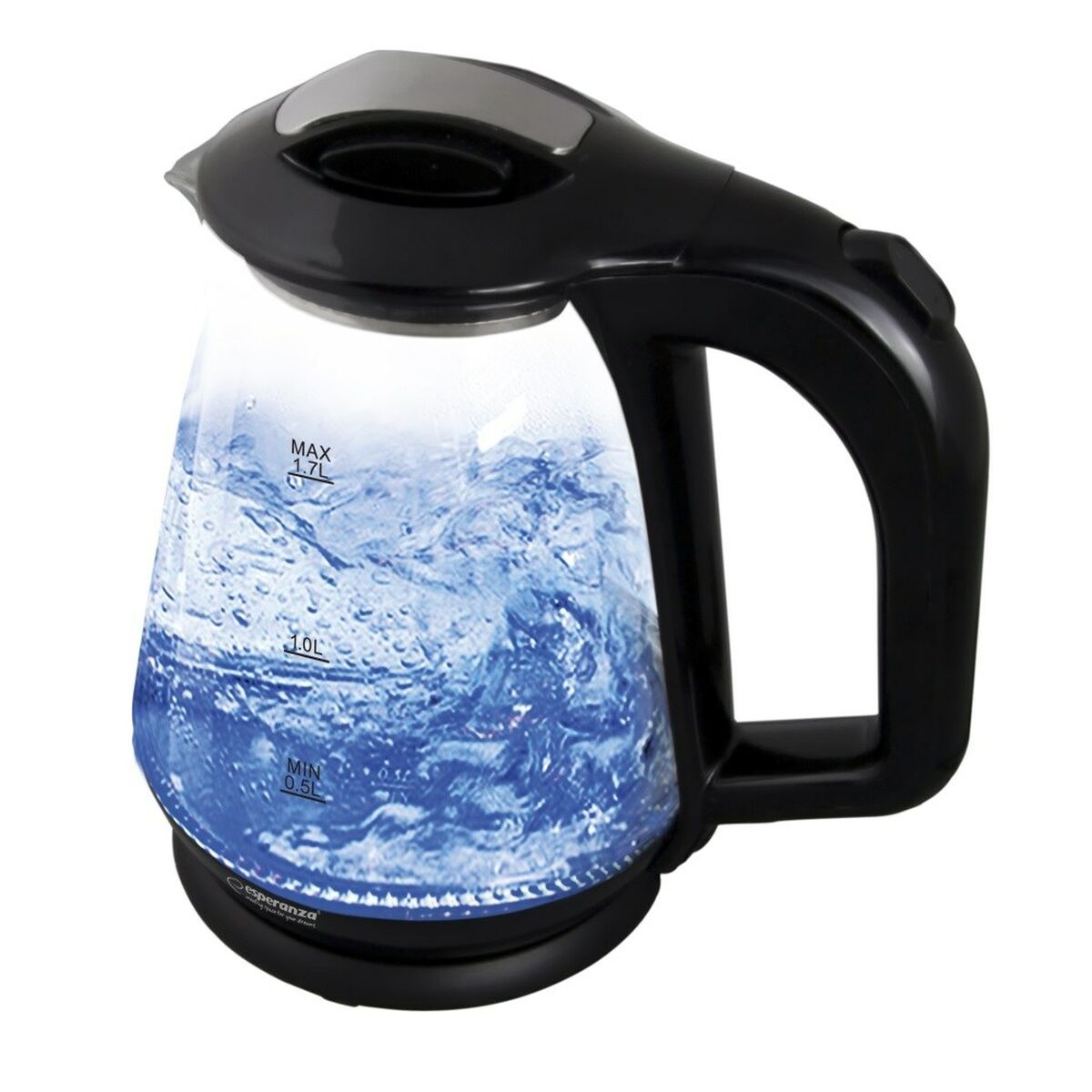 Kettle Esperanza EKK024K Black Glass Plastic 1500 W 1,7 L