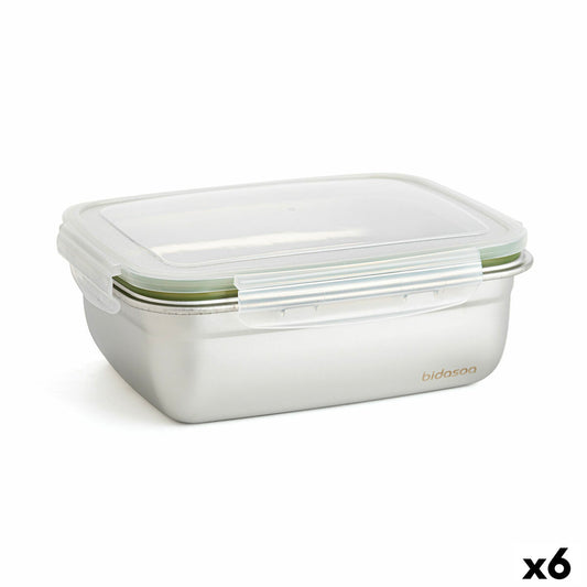 Hermetic Lunch Box Bidasoa Theo Rectangular 1,8 L 23 x 18 x 8 cm Metal (6 Units)