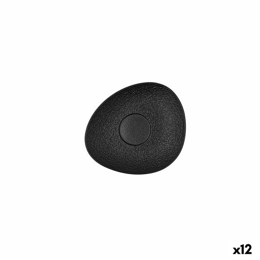 Plate Bidasoa Fosil Black Ceramic Aluminium Oxide 13,3 x 11,6 x 1,7 cm Coffee (12 Units)