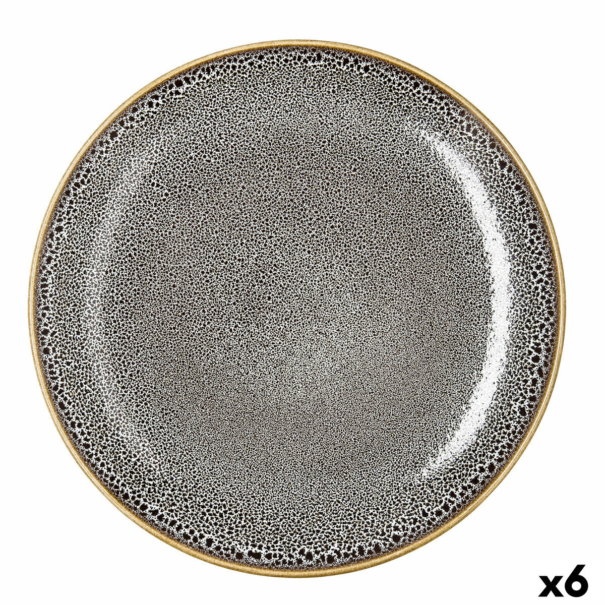 Flat Plate Ariane Jaguar Freckles Brown Ceramic 27 cm (6 Units)