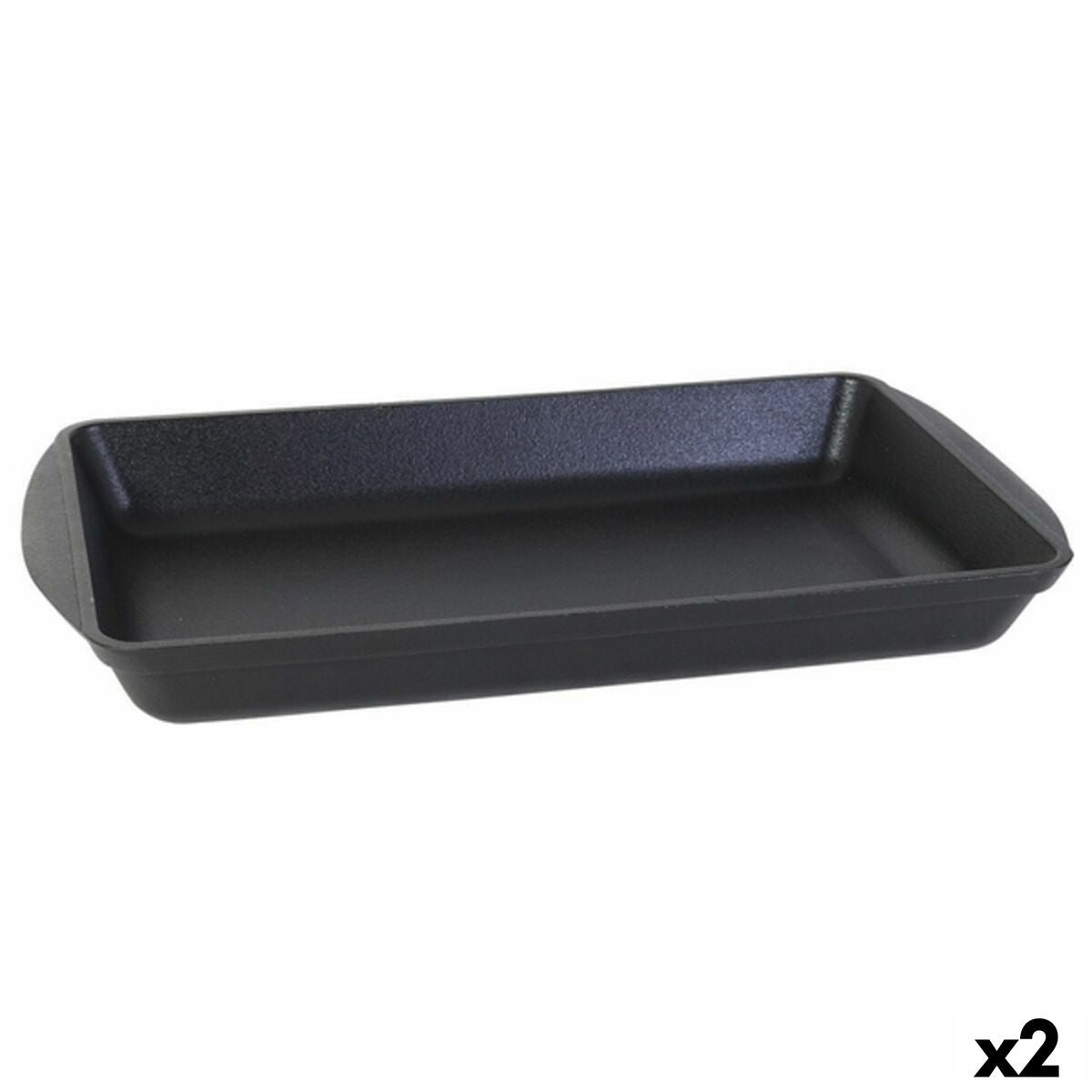 Serving Platter Inde Cast Iron Black 50 x 30 x 6,5 cm (2 Units)