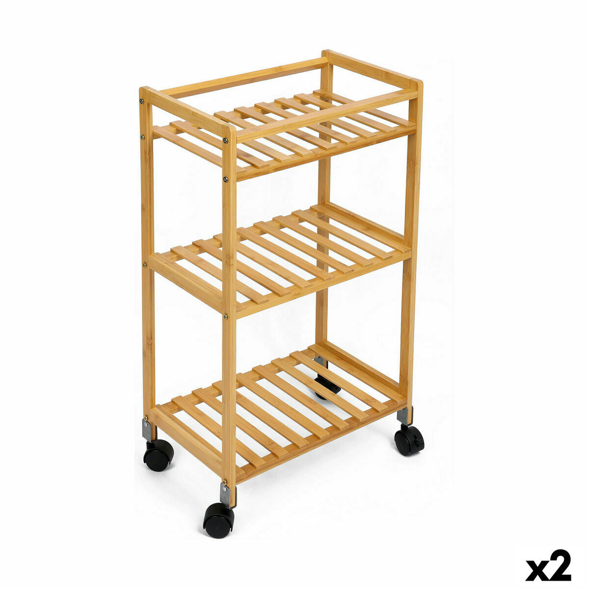 Vegetable trolley Confortime Natural Bamboo 40 x 25 x 70 cm (2 Units)