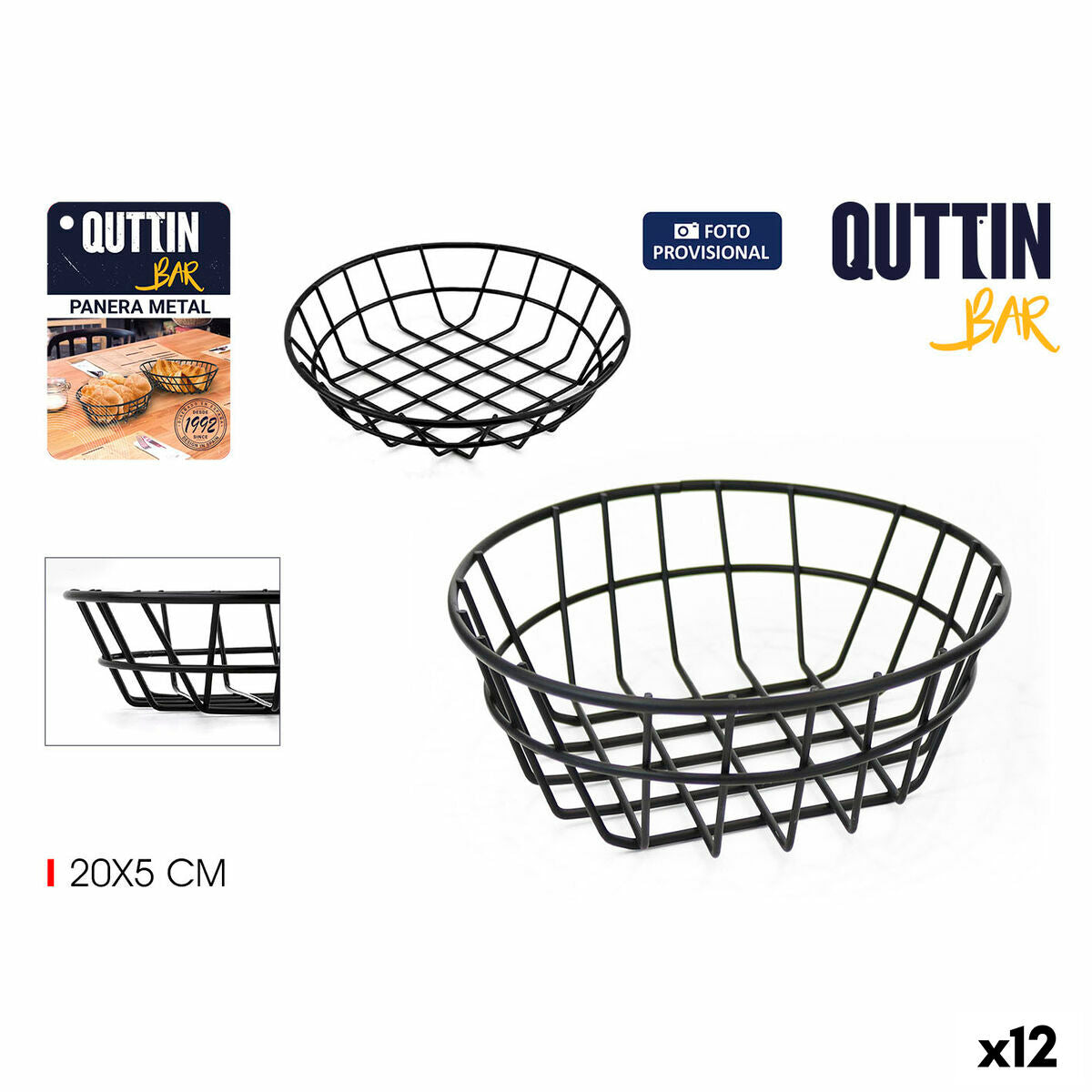 Breadbasket Quttin Metal Circular 20 x 5 cm 4 mm (12 Units)