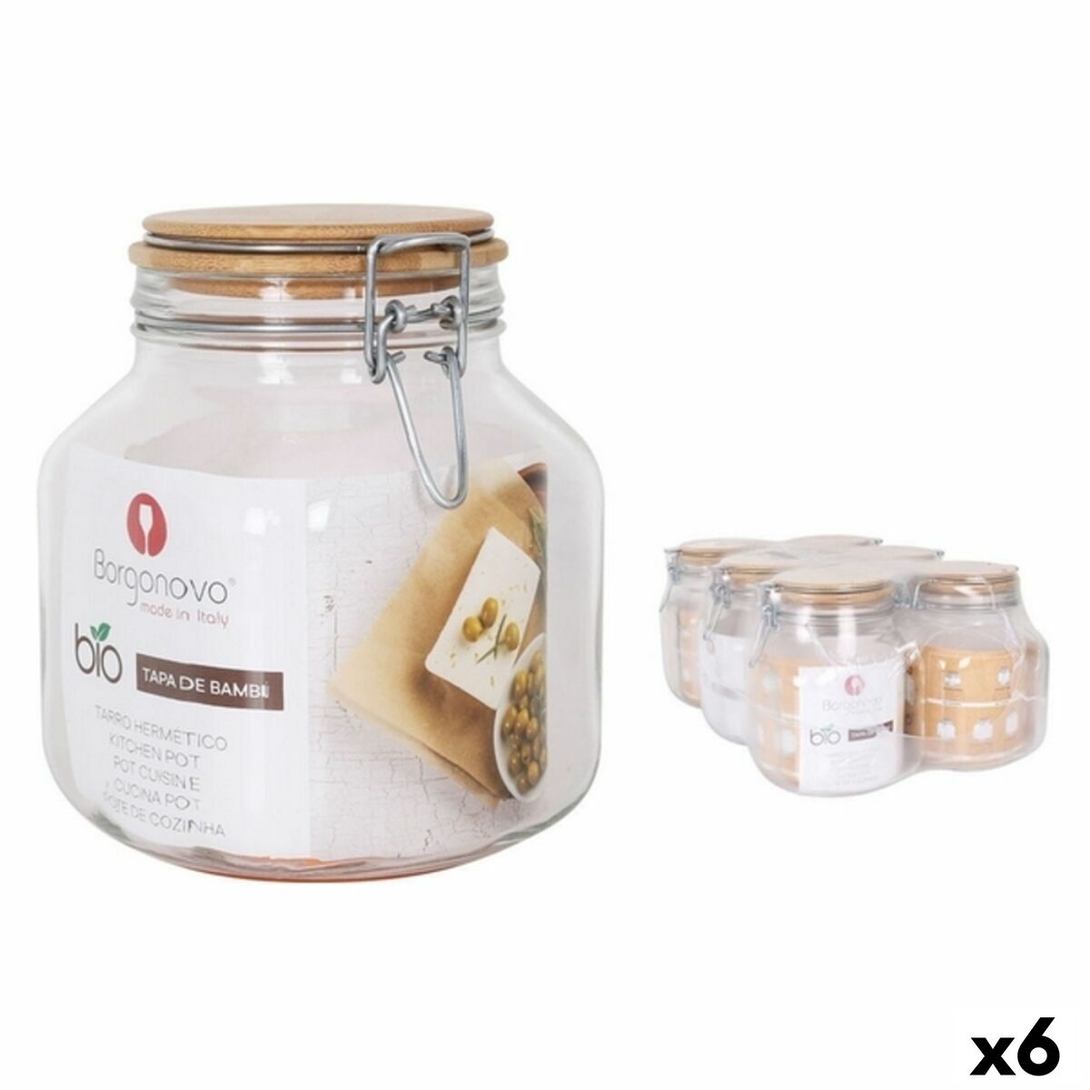 Jar Borgonovo Primizie Bamboo 1,7 L 12 x 12 x 17 cm (6 Units)