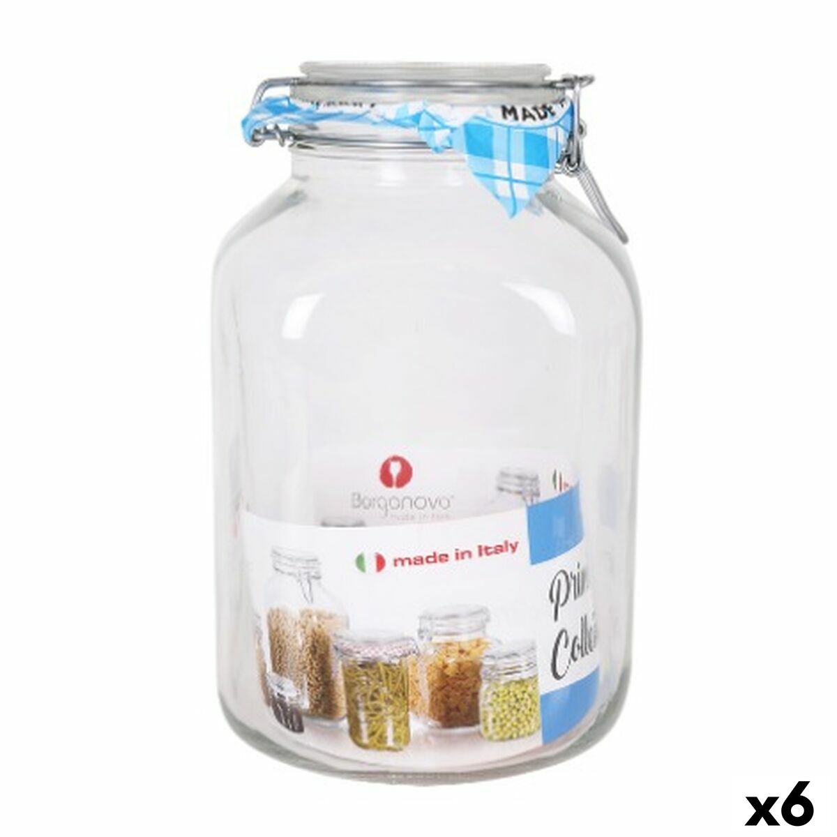 Jar Borgonovo Hermetic Transparent Crystal 4,25 L 14,5 x 14,5 x 26 cm (6 Units)