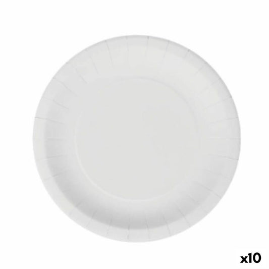 Plate set Algon Disposable White Cardboard 20 cm (10 Units)