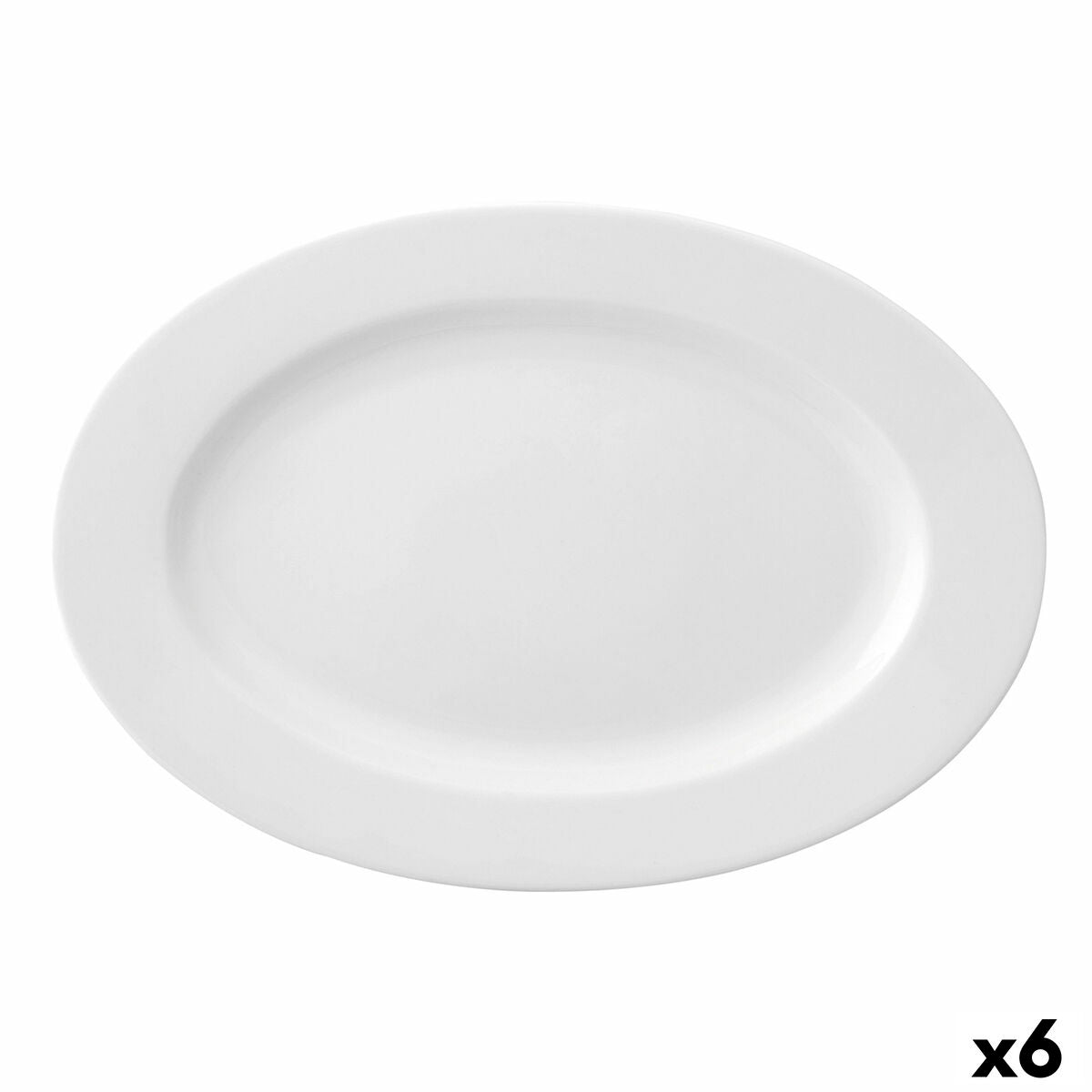 Flat plate Ariane Prime Oval Ceramic White (32 x 25 cm) (6 Units)