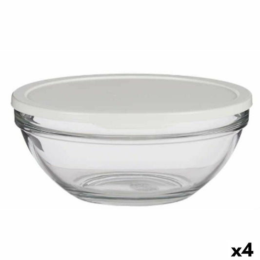 Round Lunch Box with Lid Chefs White 2,5 L 23,7 x 10,1 x 23,7 cm (4 Units)