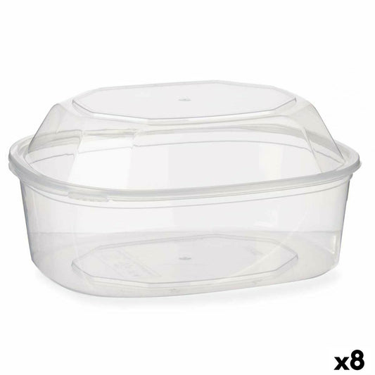 Rectangular Lunchbox with Lid Transparent polypropylene 1,5 L 18 x 10,5 x 21,5 cm (8 Units)