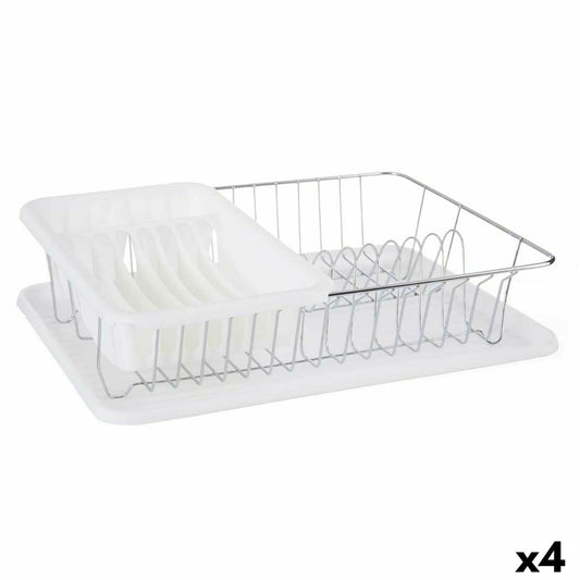 Draining Rack for Kitchen Sink White Metal Plastic 43,5 x 11 x 33,5 cm (4 Units)