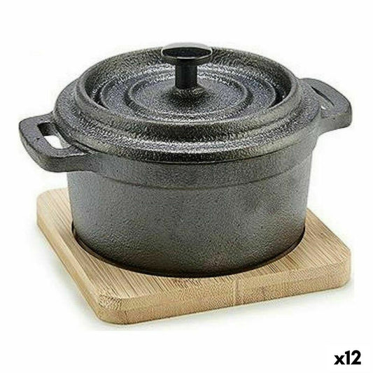 Saucepan Brown Black Bamboo Forged steel 13 x 10 x 8,5 cm (12 Units)