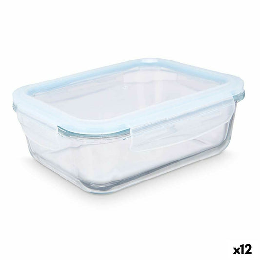 Lunch box Transparent Silicone Borosilicate Glass 1 L 22 x 7 x 16,5 cm (12 Units)